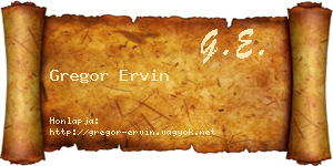 Gregor Ervin névjegykártya